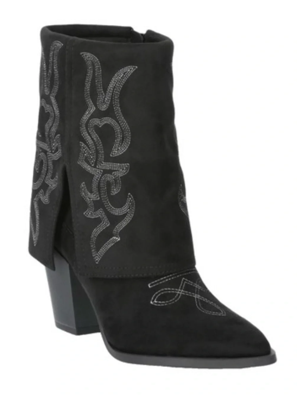 No Boundaries Black Western-Inspired Pointed Ankle Bootie
